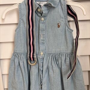 Ralph Lauren Kids Denim Dress with Pink and Navy Belt